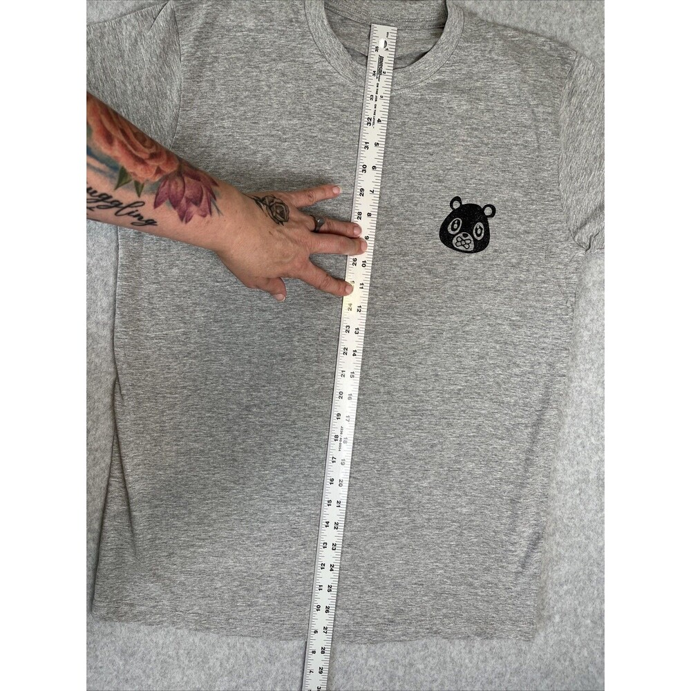 OWNYC Teddy Bear Rhinestone Shirt Men’s Size Medium Streetwear NYC Grey - Picture 4 of 6